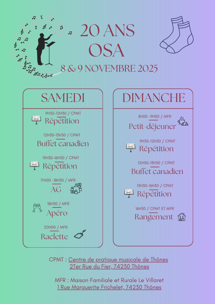 Week-end répétition-AG et 20 ans OSA