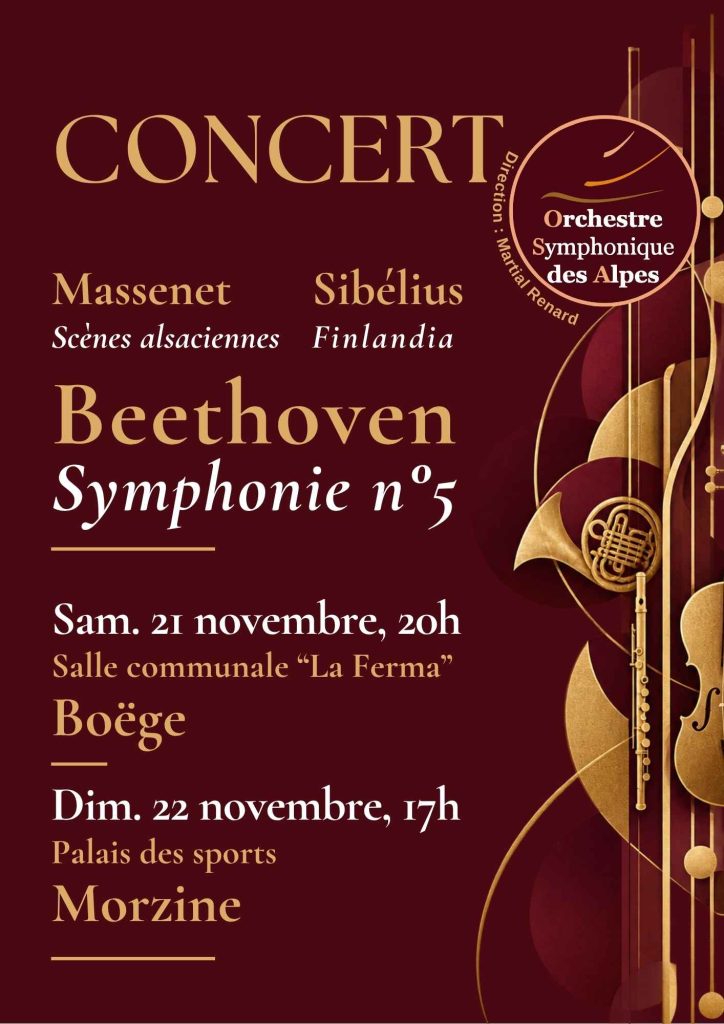 Concert OSA Beethoven,Massenet, Sibélius Novembre 2026 Boege, Morzine